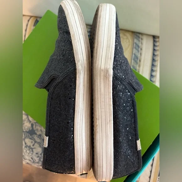 Keds x Kate Spade Women’s Slip On Double Decker Black Glitter Sneakers Size 7.5 - Picture 6 of 8